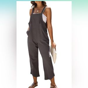 Cotton/ linen lightweight modern romper overalls.